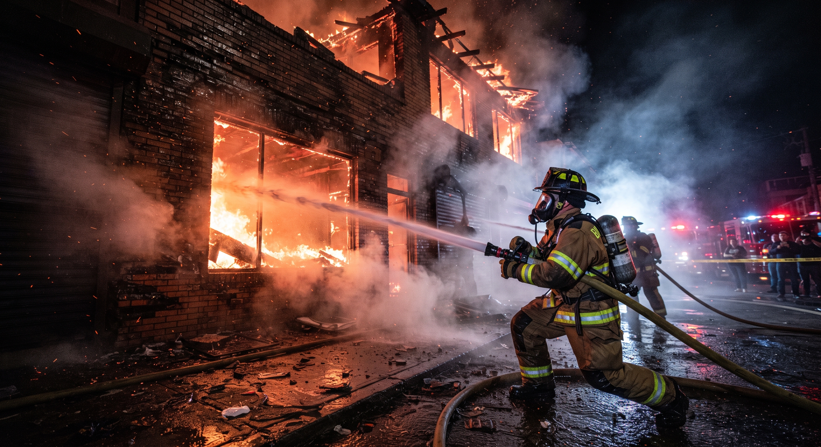 Equipo de bomberos tras una evoluci&oacute;n de entrenamiento