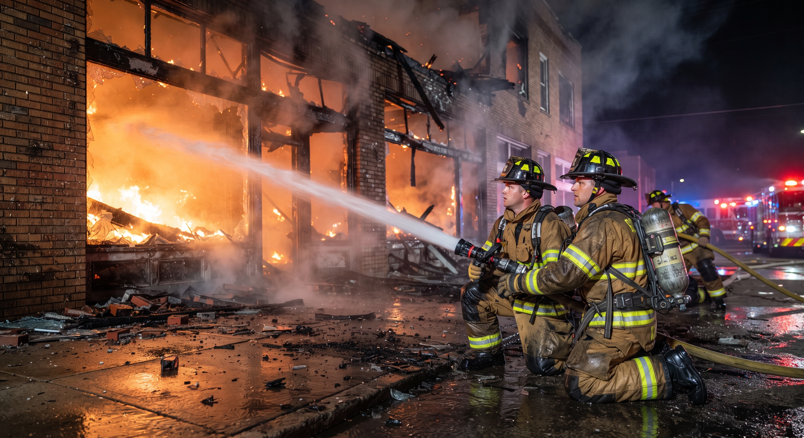 Bombero estructural con equipo de protecci&oacute;n personal
